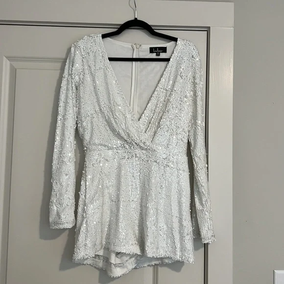 White Sequin Romper - Picture 3 of 6